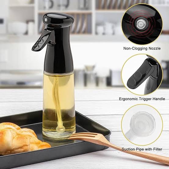 Premium Glass Oil Spray Bottle Refillable Fine Mist Kitchen Sprayer