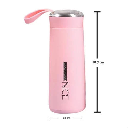 Premium NICE 400ml Glass Water Bottle – Insulated for Ultimate Freshness silicone Carry Loop for Coffee, Tea and Water,Water Bottle Flask with Time Marker