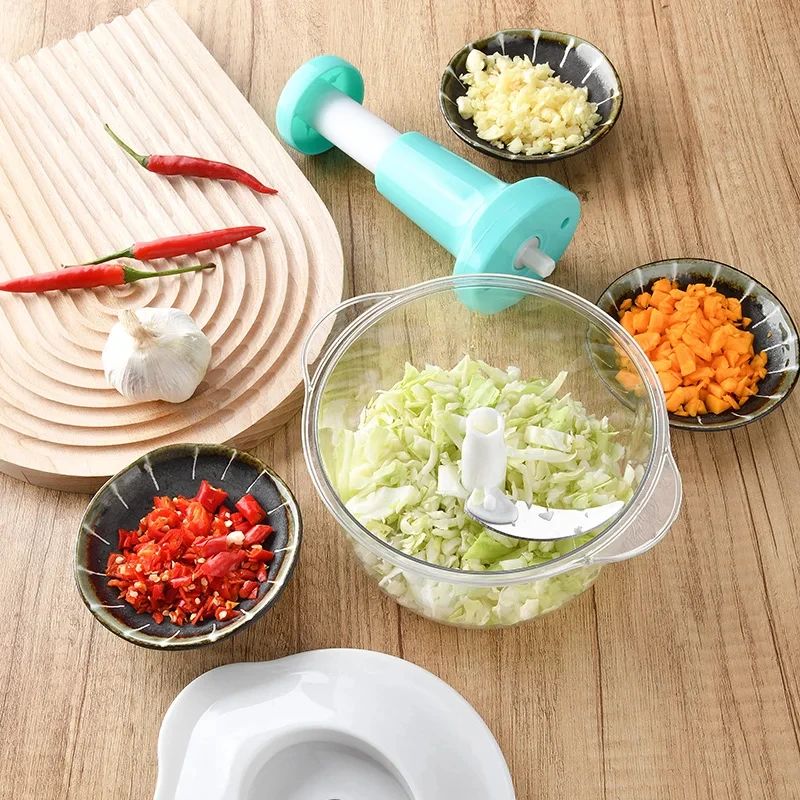 Manual Push Hand Chopper – Portable Vegetable Cutter & Food Processor