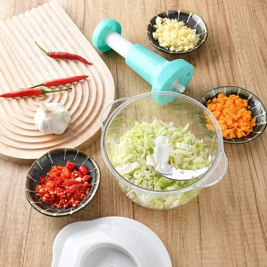 Manual Push Hand Chopper – Portable Vegetable Cutter & Food Processor